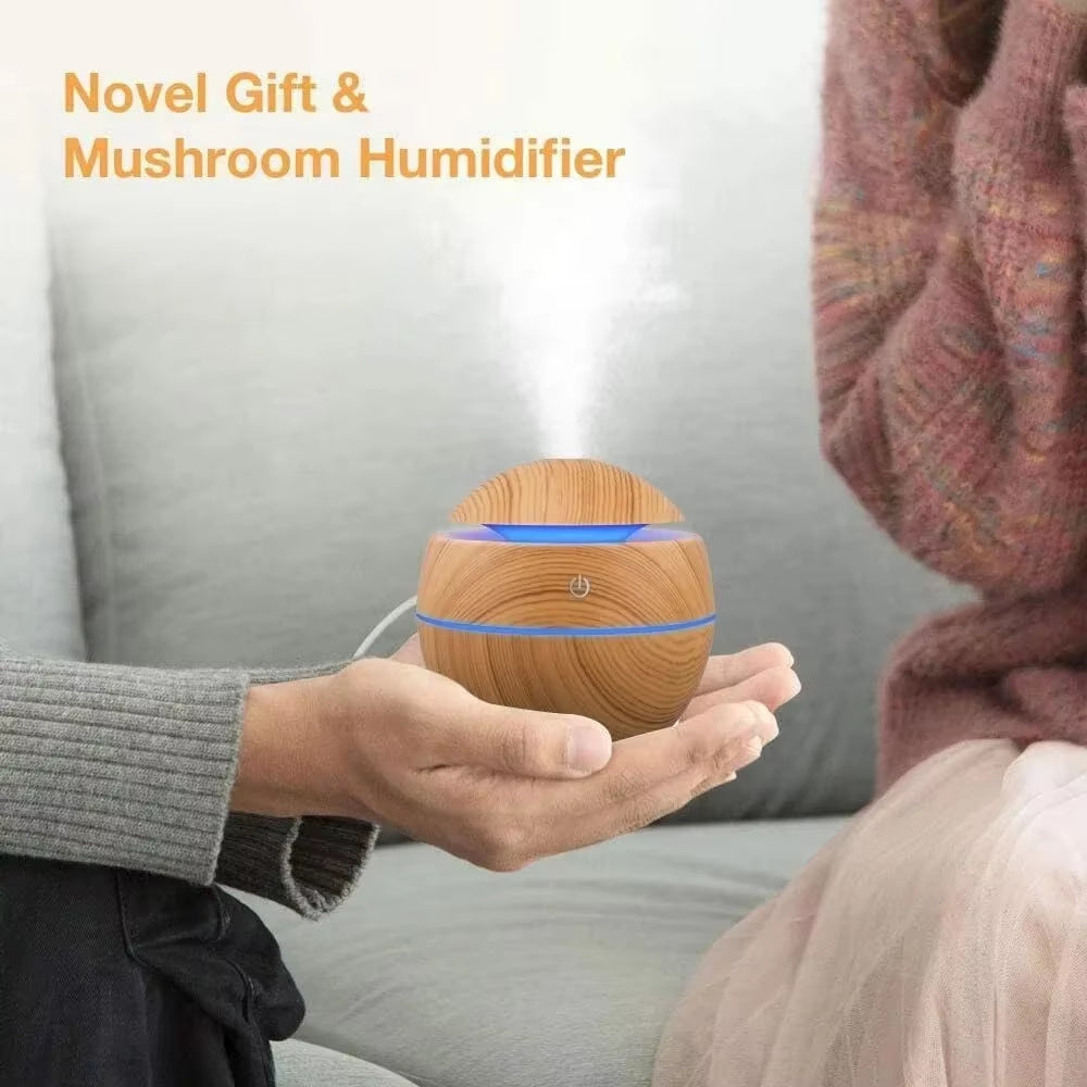 Mini Woodgrain Ultrasonic USB Essential Oil Diffuser Portable Desktop Aromatherapy Air Humidifier for Home Office Use