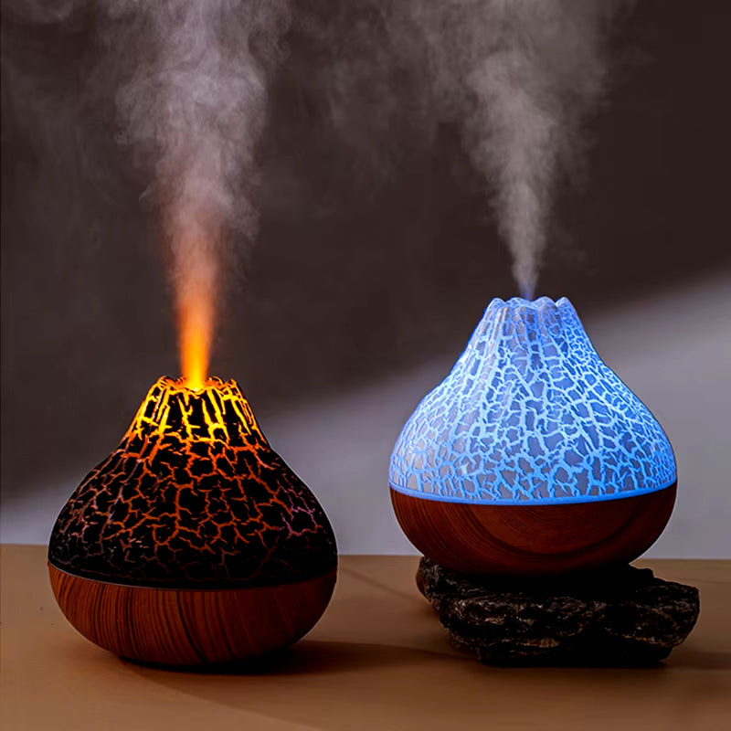 Volcano Air Humidifier 300Ml Portable Ultrasonic Air Humidifier Household Electric Desktop Diffuser Wood Grain Sprayer