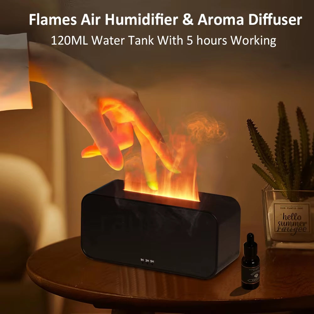 Air Humidifier Aroma Essential Oil Diffuser for Home Flame Air Humidifier Mini Desk Air Fragrance Diffuser with LED Night Light