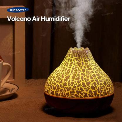 Volcano Air Humidifier 300Ml Portable Ultrasonic Air Humidifier Household Electric Desktop Diffuser Wood Grain Sprayer