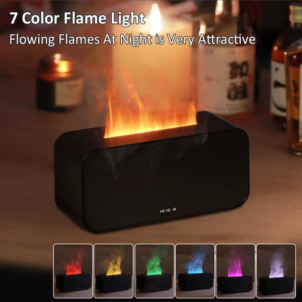 Air Humidifier Aroma Essential Oil Diffuser for Home Flame Air Humidifier Mini Desk Air Fragrance Diffuser with LED Night Light