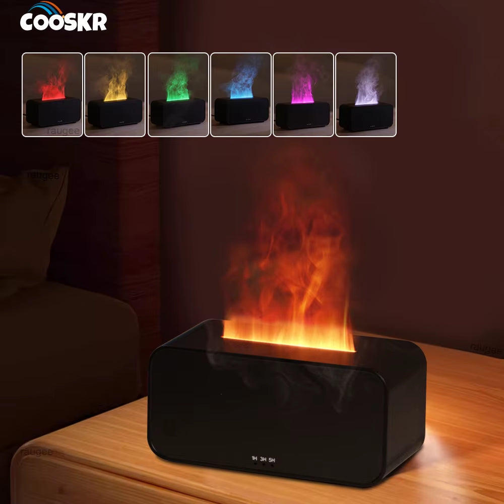 Air Humidifier Aroma Essential Oil Diffuser for Home Flame Air Humidifier Mini Desk Air Fragrance Diffuser with LED Night Light
